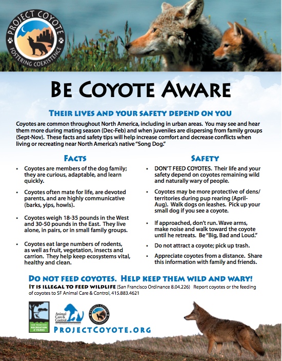 Be coyote aware trail sign